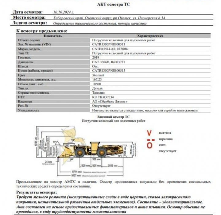 Погрузчик колесный для подземных работ CATERPILLAR R1300G, 2019